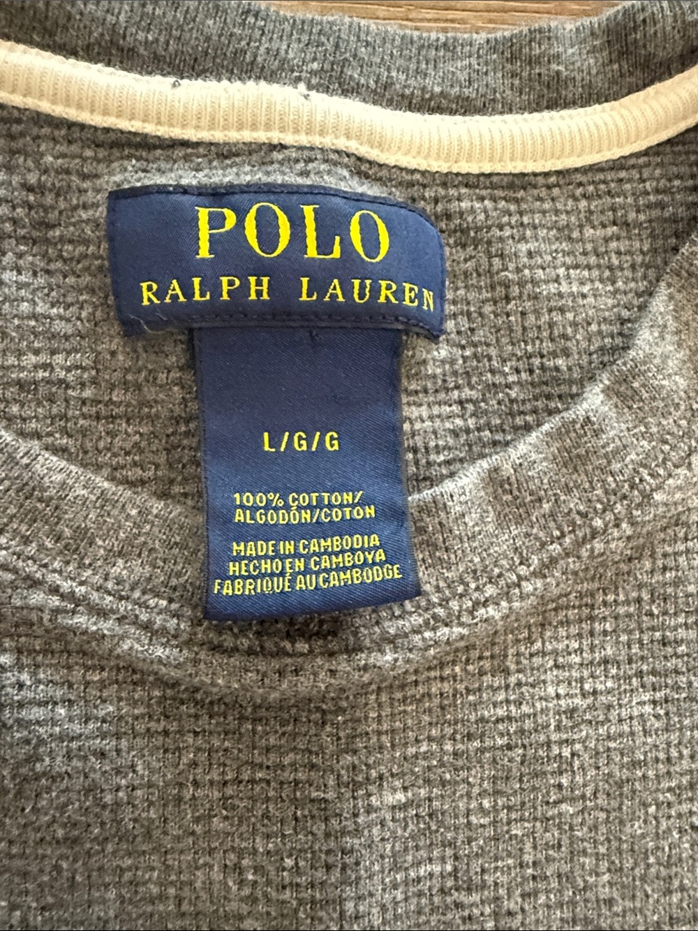 Polo by Ralph Lauren Gray Crewneck Sweater with Contrast Trim - Picture 2 of 4